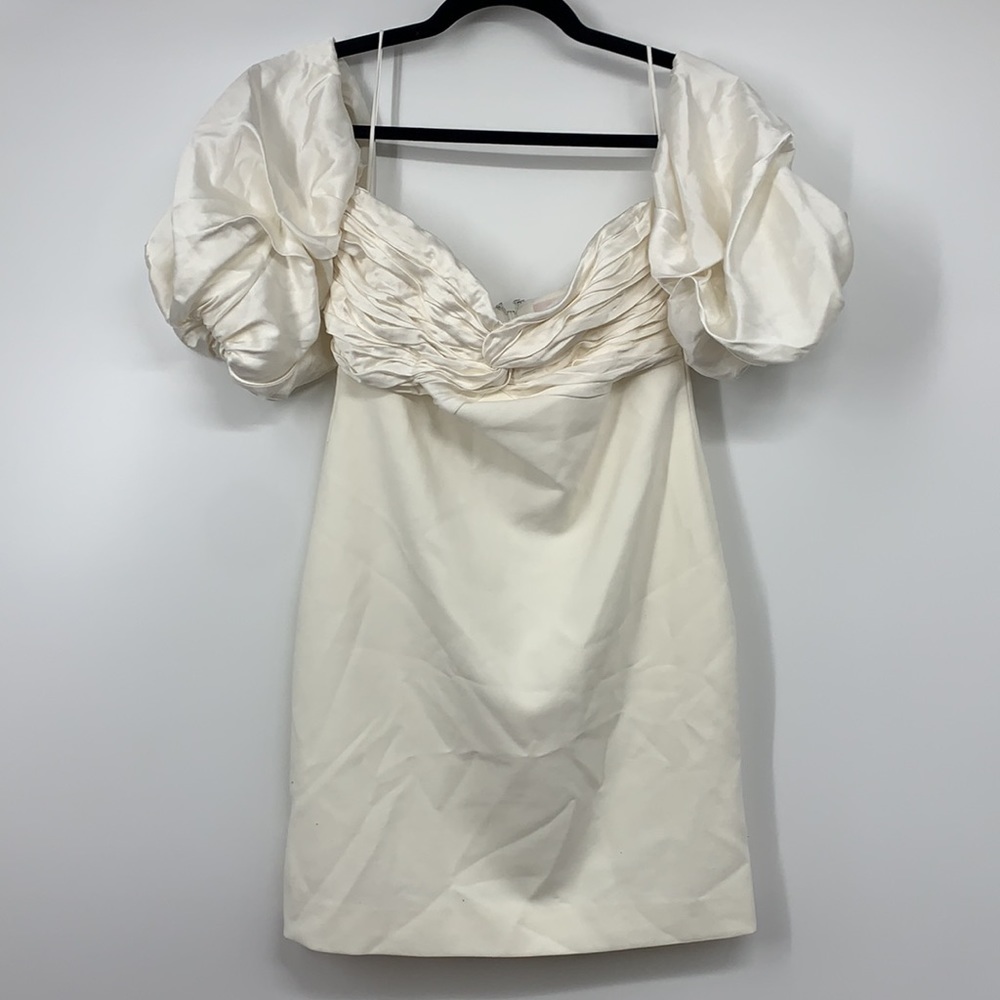 cinq a sept White Off-Shoulder Puff Sleeve Mini Dress - Picture 4 of 7
